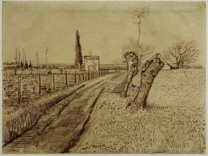 Vincent van Gogh “Landschaft mit Weg und Kopfweiden”, 25,8 x 34,7 cm