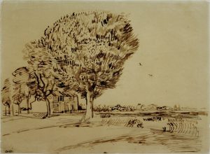 Vincent van Gogh “Landschaft mit Haus und Baeumen”, 26,6 x 23,9 cm