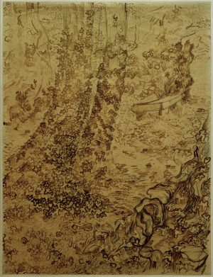 Vincent van Gogh “Baeume mit Efeu im Garten der Heilanstalt” (Garten der Heilanstalt Saint-Paul-de-Mausole in Saint-Rémy-de-Provence) 62,3 x 47,1 cm