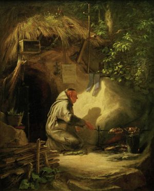 Spitzweg Carl „Eremit, Hühnchen bratend“ 27 x 34 cm