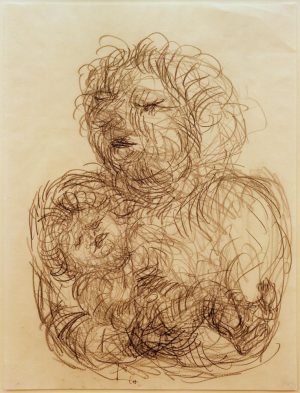 Paul Klee „Mit ihrem Spätgeborenen“ 32 x 43 cm