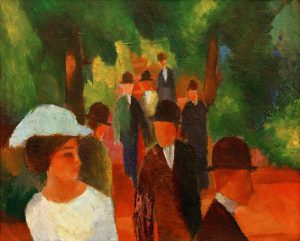 August Macke „Promenade (mit weißem Mädchen in Halbfigur)“ 60 x 48 cm