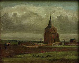 Vincent van Gogh “Der alte Friedhofsturm in Nuenen mit pfluegendem Bauer” 36 x 44,3 cm