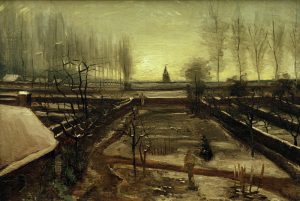 Vincent van Gogh “Der Pfarrgarten in Nuenen im Schnee”, 53 x 78 cm