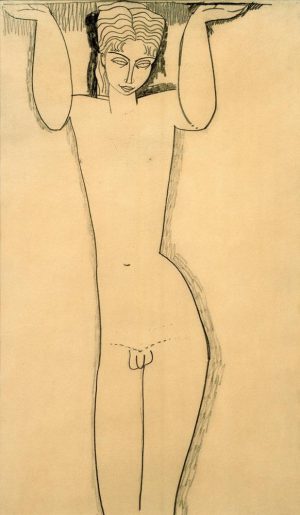 Amedeo Modigliani „Nackter junger Mann (Atlas)“ 26 x 43 cm