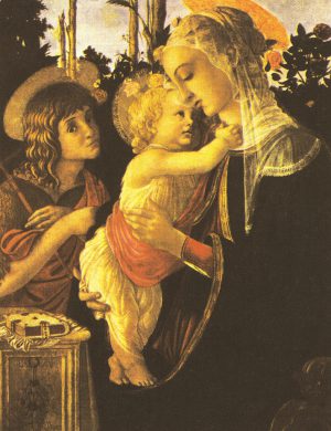 Sandro Botticelli “Madonna mit Christkind und hl. Johannesknäblein” 16 x 21 cm