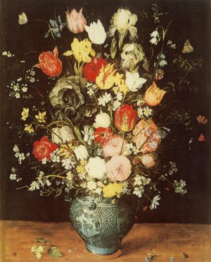 Jan Brueghel d. J. “Blumen in blauer Vase” 40 x 50 cm