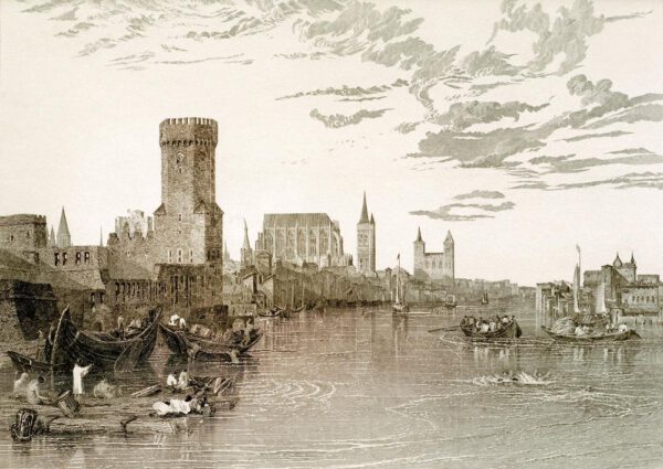 William Turner "Köln vom Fluß aus gesehen" 19 x 27 cm