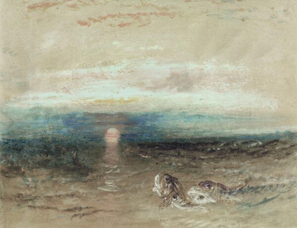 William Turner "Sonnenuntergang über dem Meer mit Knurrhähnen" 22 x 28 cm