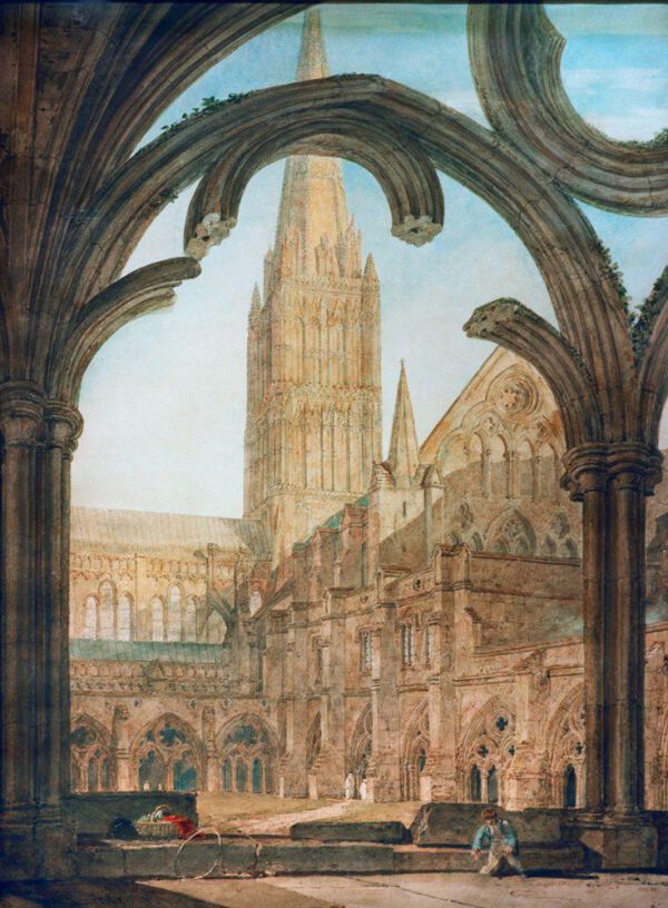 William Turner "Kreuzgang und Salisbury Kathedrale" 68 x 60 cm