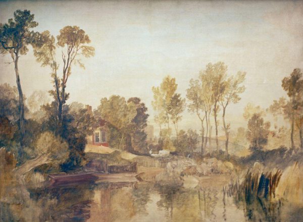 William Turner "Haus am Fluß mit Bäumen und Schafen" 91 x 117 cm