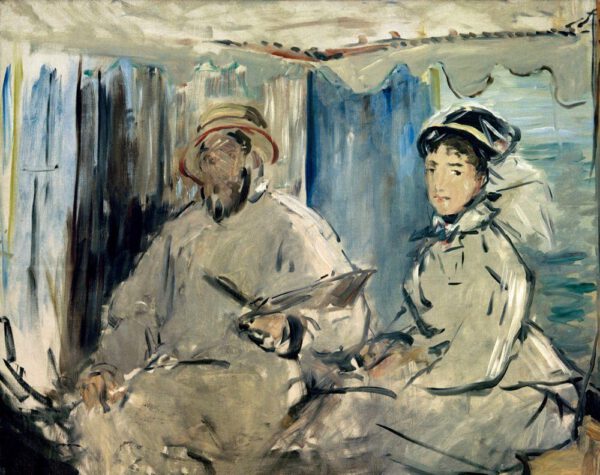 Claude Monet "Monet in seinem Atelierboot mit Ehefrau Camille" 135 x 106 cm