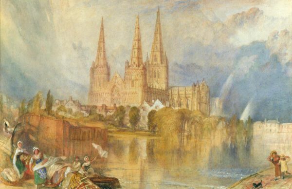 William Turner "Lichfield mit Kathedrale" 29 x 44 cm