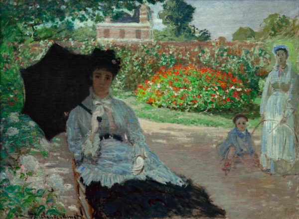 Claude Monet "Camille Monet mit Jean und Kindermädchen im Garten" 81 x 60 cm