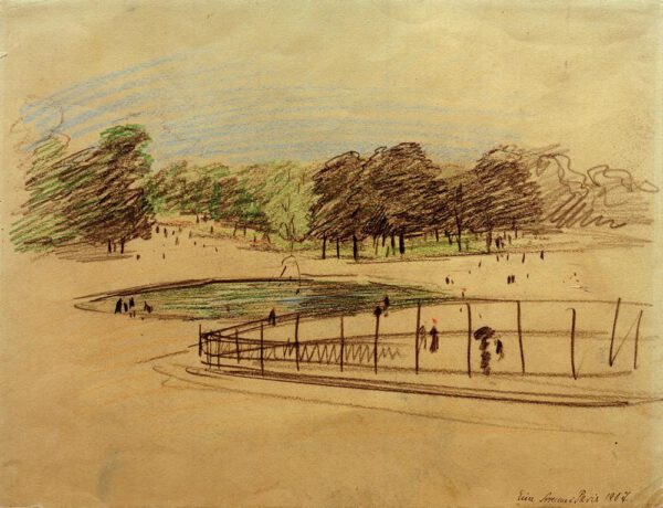 August Macke "Bassin im Jardin des Tuileries" 32 x 24 cm