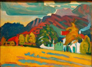 Wassily Kandinsky "Häusergruppe Vor Gebirge" 45 x 32 cm