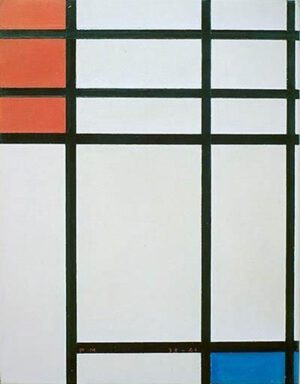 Piet Mondrian "Komposition in Rot Blau und Weiß" 33 x 43 cm