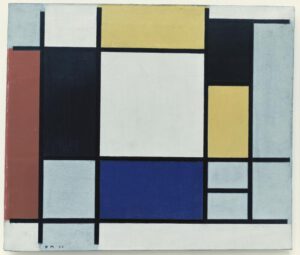 Piet Mondrian "Komposition mit Gelb Rot Schwarz Blau und Grau" 60 x 51 cm