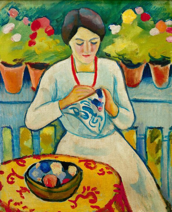 August Macke "Frau auf Balkon" 65 x 83 cm