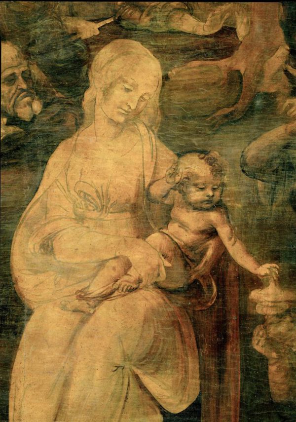 Leonardo da Vinci "Die Anbetung der Könige" (Ausschnitt: Maria mit Kind) 246 x 243 cm