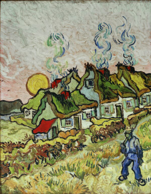 Vincent van Gogh “Bauernhaeuser bei Sonnenuntergang” 50 x 39 cm