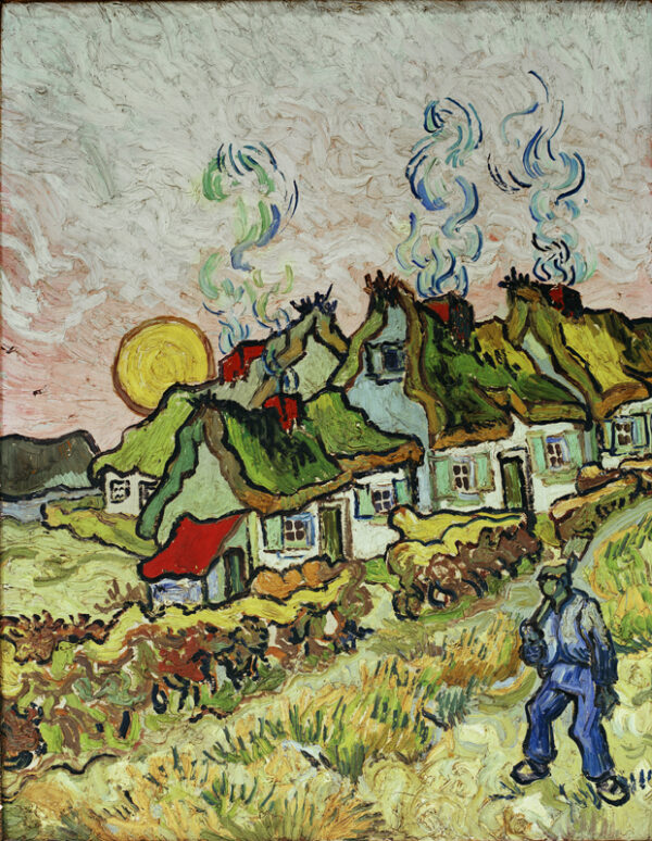 Vincent van Gogh “Bauernhaeuser bei Sonnenuntergang” 50 x 39 cm