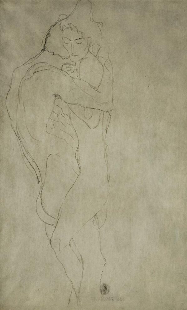 Gustav Klimt "Liebespaar nach rechts liegend" 55 x 35 cm