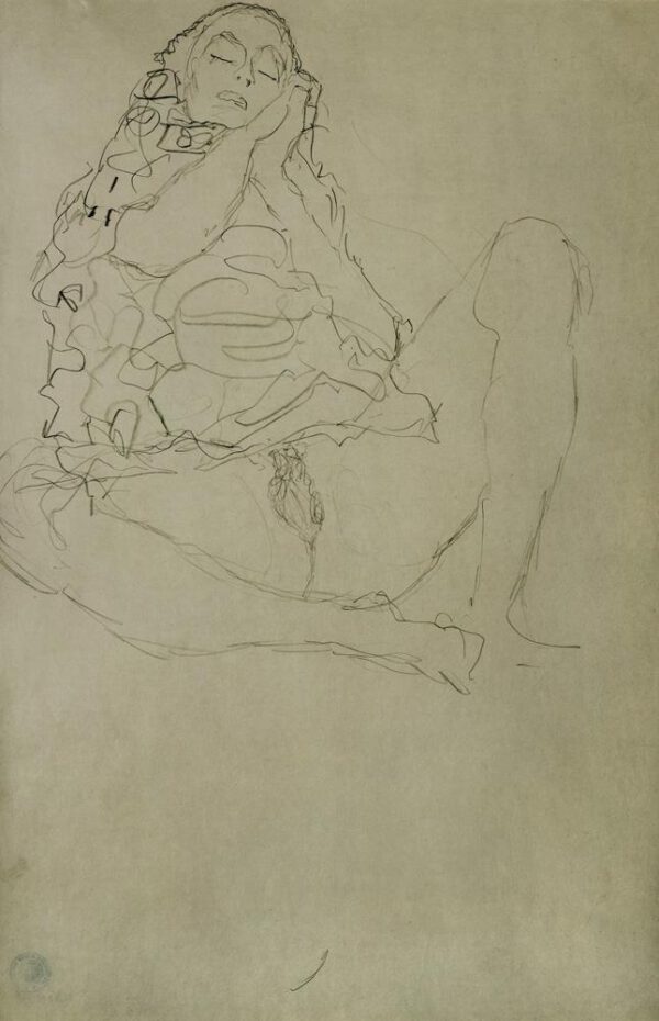 Gustav Klimt "Sitzender Halbakt mit geschlossenen Augen" 37 x 57 cm