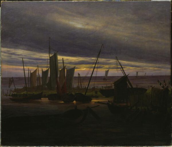 Caspar David Friedrich "Schiffe im Hafen am Abend"  88 x 76 cm