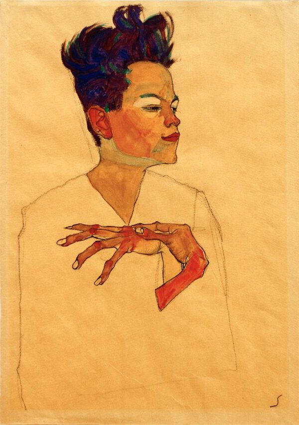 Egon Schiele "Selbstporträt" 31 x 45 cm