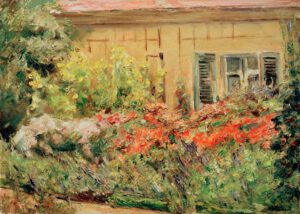 Max Liebermann "Wannseegarten. Blumenstauden am Gärtnerhäuschen nach Norden" 53 x 74 cm