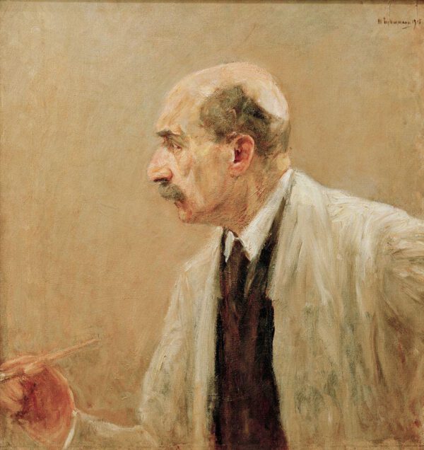 Max Liebermann "Selbstbildnis im Malkittel, im Profil nach links" 65 x 71 cm