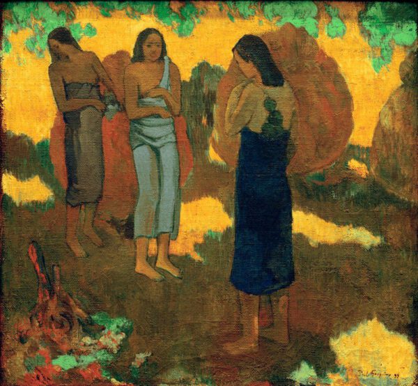 Paul Gauguin "Drei Tahitianerinnen vor gelbem Grund"  74 x 69 cm