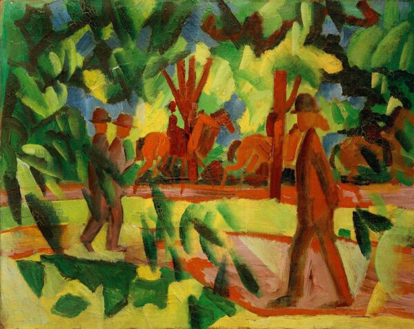 August Macke "Reiter und Spaziergänger in der Allee" 59 x 47 cm