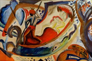 August Macke "Nackte Mädchen in der Barke" 50 x 34 cm