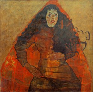 Egon Schiele "Bildnis Trude Engel" 100 x 100 cm