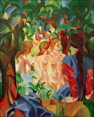 August Macke "Badende Mädchen mit Stadt im Hintergrund" 80 x 100 cm