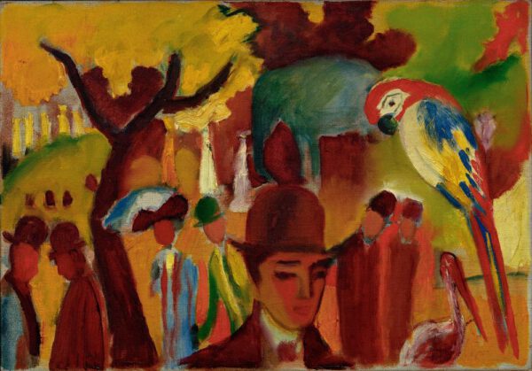 August Macke "Kleiner Zoologischer Garten in Braun und Gelb" 68 x 47 cm