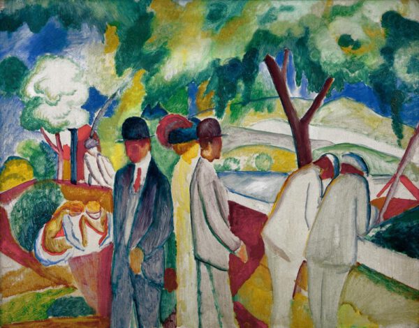 August Macke "Spaziergänger (Großer heller Spaziergang)" 104 x 81 cm