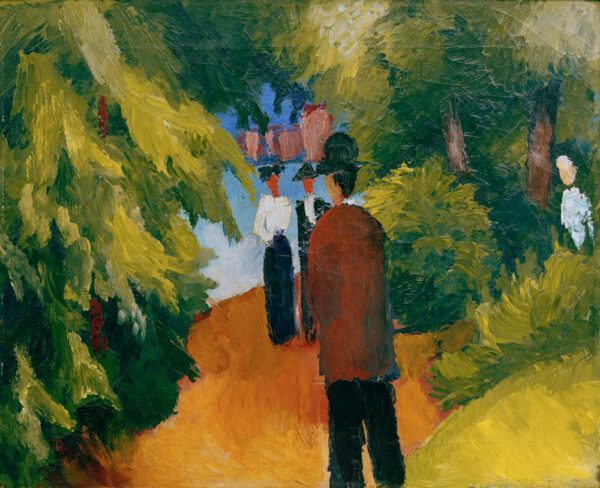 August Macke "Park am Wasser (Mann im Park)" 54 x 44 cm