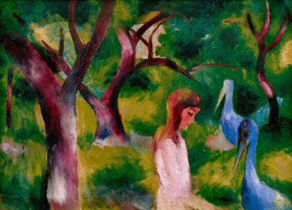 August Macke "Mädchen mit blauen Vögeln" 85 x 60 cm