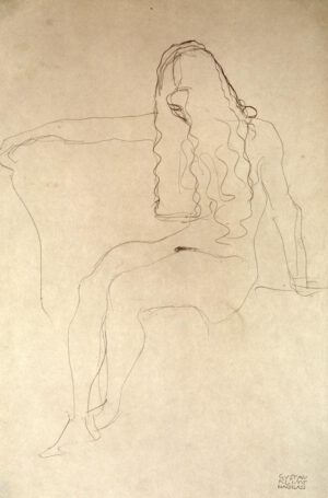 Gustav Klimt "Sitzender Mädchenakt" 37 x 56 cm