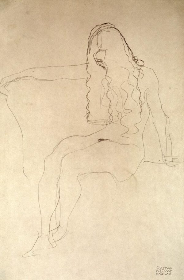 Gustav Klimt "Sitzender Mädchenakt" 37 x 56 cm