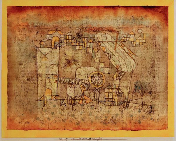 Paul Klee "Ankunft des Luftdampfers" 31 x 24 cm
