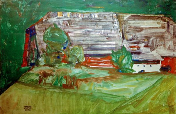 Egon Schiele "Bauernhaus in Landschaft" 46 x 30 cm