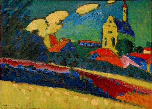 Wassily Kandinsky "Studie Zu Murnau Landschaft Mit Kirche" 45 x 33 cm