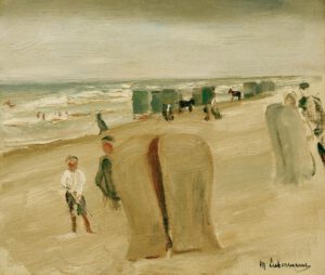 Max Liebermann "Strand mit Strandkörben" 38 x 33 cm