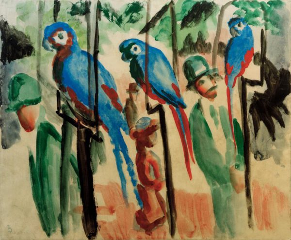 August Macke "Bei den Papageien" 38 x 31 cm
