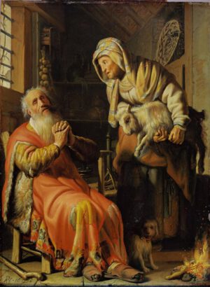 Rembrandt “Der alte Tobias und seine Frau Hanna mit den Ziegenböckchen“ 30 x 39.5 cm