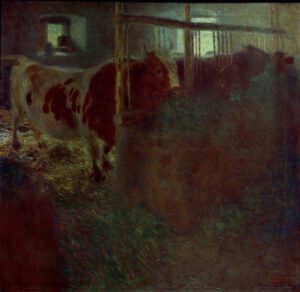 Gustav Klimt "Kühe im Stall" 77 x 75 cm